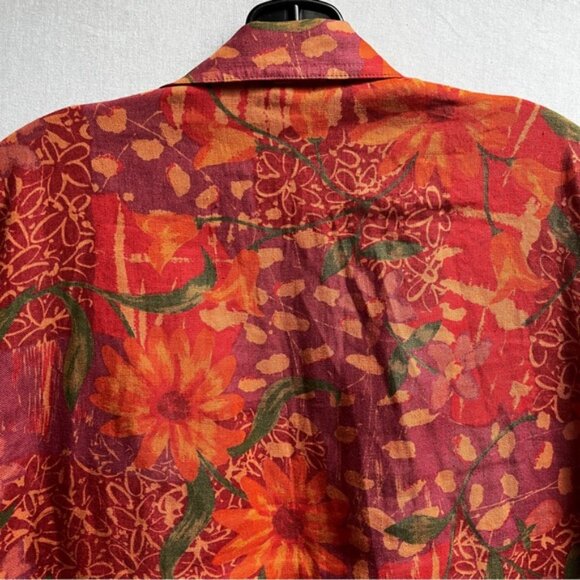 Vintage Origins Vibrant Red and Orange Linen Blazer Jacket Sz 12 - Picture 3 of 11